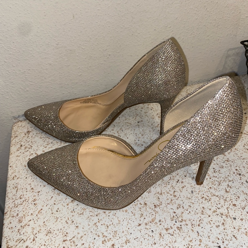 Jessica Simpson Silver Studded Pointed Toe Heels
